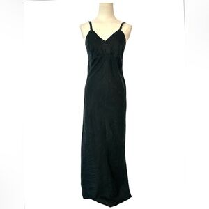 Y2k Old Navy 100% Linen black Maxi Dress women’s size 1 (D70)